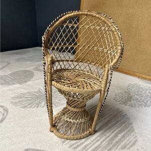 Wicker Dollhouse Armchair Brown 11 in Miniature Furniture Single Unit